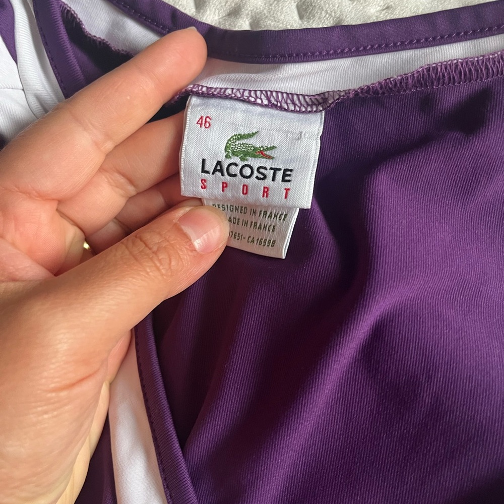 Lacoste Izon Alligator Devanlay Sleeveless Tennis Dress Zipper Eggplant Purple - Picture 4 of 5